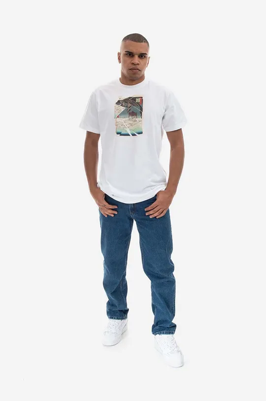 Bavlněné tričko Maharishi Cubist Eagle T-shirt Organic Cotton Jarse 9927 WHITE bílá