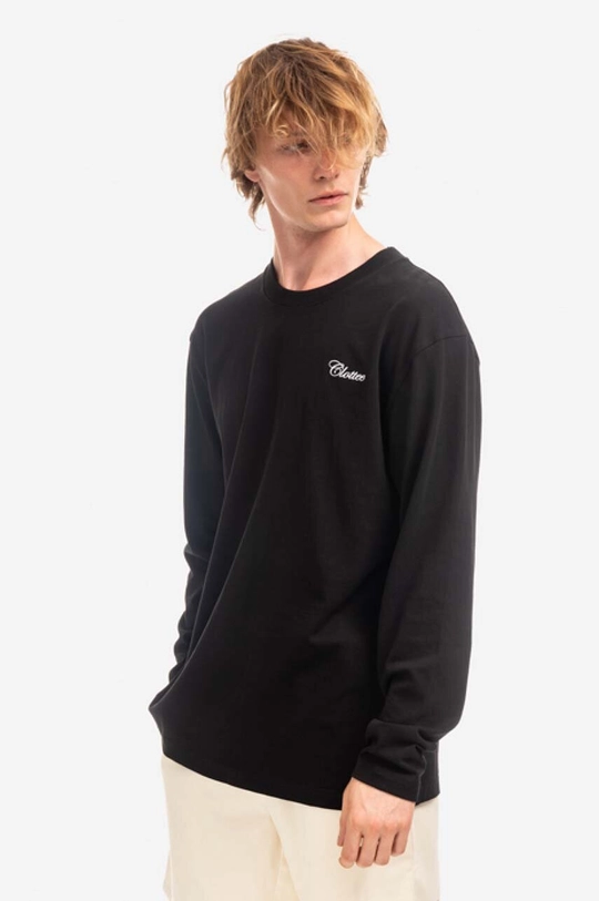 czarny CLOTTEE longsleeve bawełniany Script LS TEE Męski