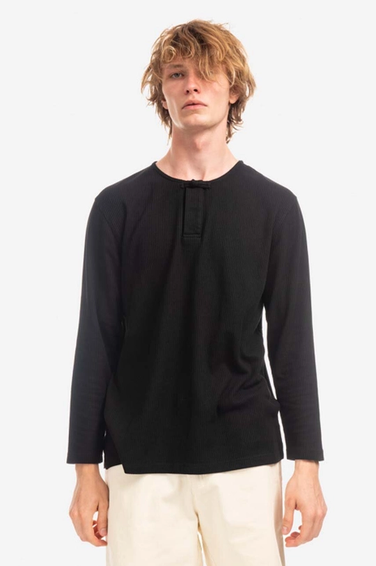 черен Блуза с дълги ръкави CLOTTEE Frog Knot Henley Чоловічий