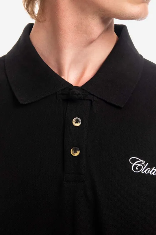 μαύρο Βαμβακερό μπλουζάκι πόλο CLOTTEE Frog Button Polo