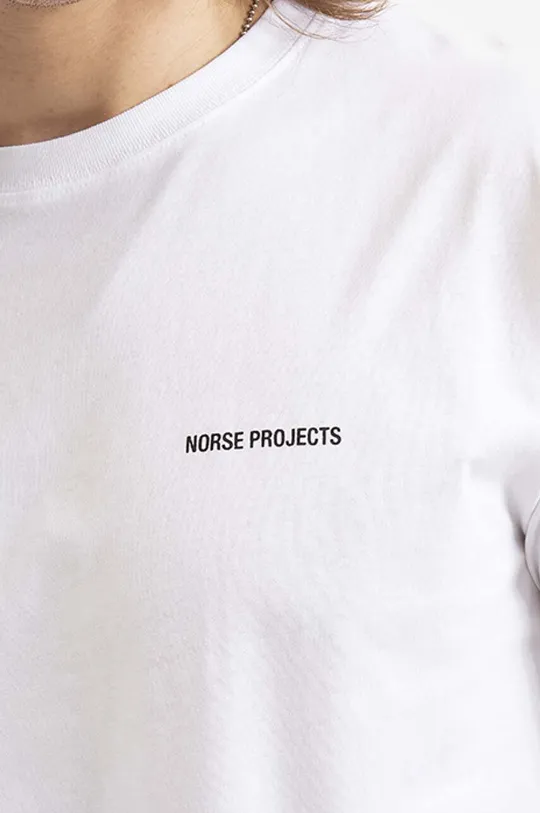 бял Памучна тениска Norse Projects Niels Standard Logo