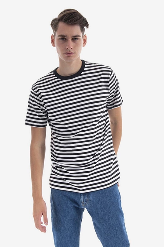 бял Памучна тениска Norse Projects Niels Classic Stripe Чоловічий