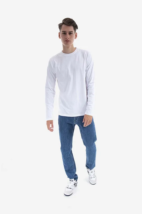 Bavlněné tričko s dlouhým rukávem Norse Projects Niels Standard Ls bílá