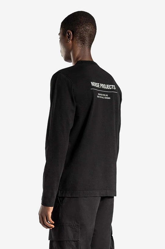 Norse Projects longsleeve bawełniany Holger Tab Series Logo LS czarny