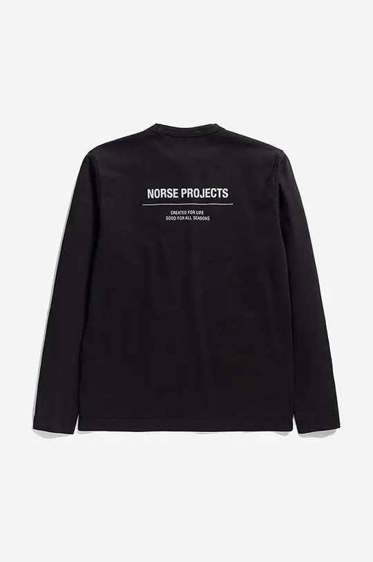 čierna Bavlnené tričko s dlhým rukávom Norse Projects Holger Tab Series Logo LS