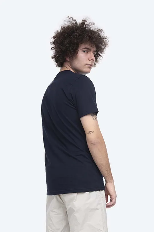 Norse Projects tricou din bumbac Niels Logo Stack bleumarin