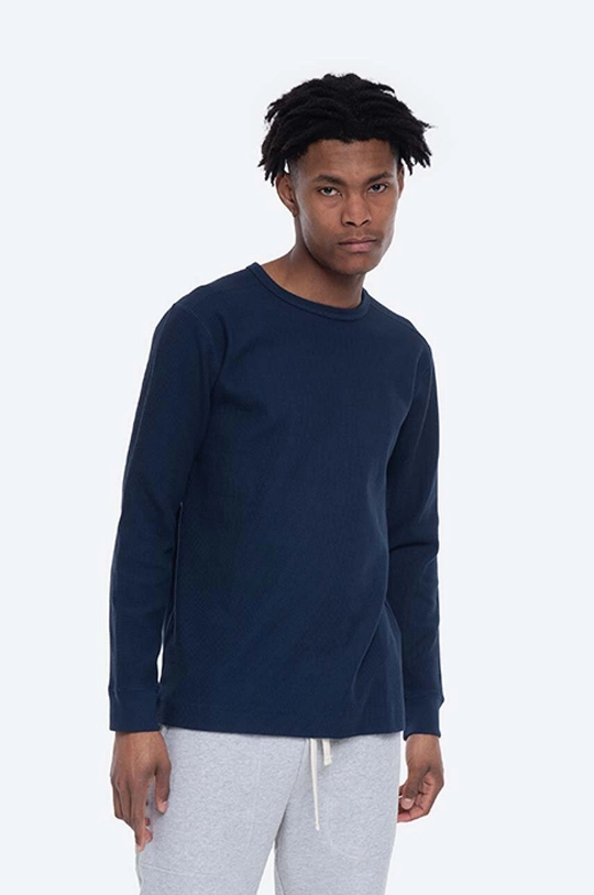 bleumarin Norse Projects longsleeve din bumbac Johannes Compact Waffle LS De bărbați