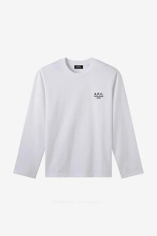 bílá Bavlněné tričko s dlouhým rukávem A.P.C. Olivier COEZC-H26177 DARK NAVY