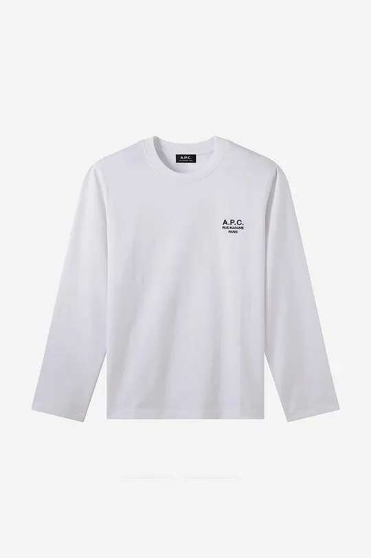 alb A.P.C. longsleeve din bumbac