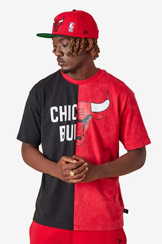 crvena Pamučna majica New Era Washed Pack Graphic Bulls Muški