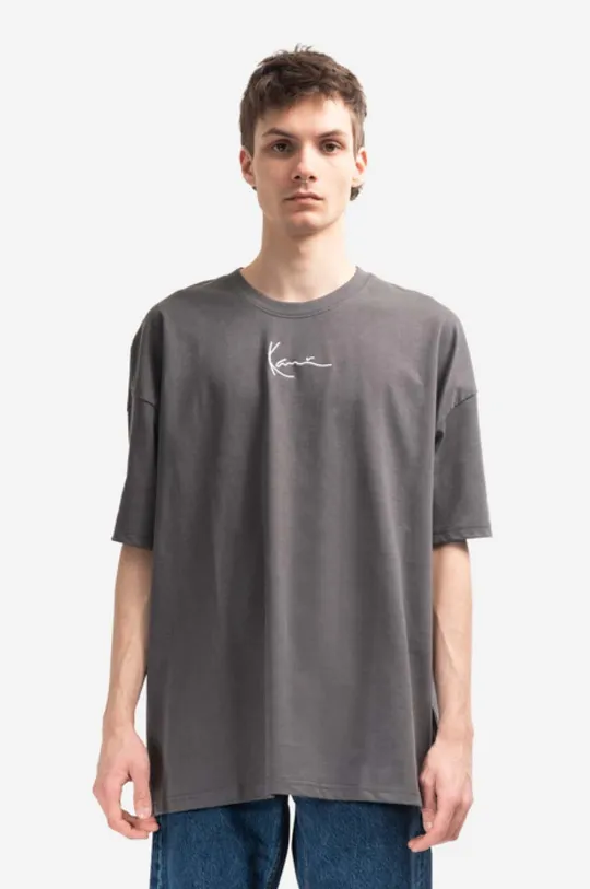 γκρί Βαμβακερό μπλουζάκι Karl Kani Small Signature Heavy Jersey Ανδρικά