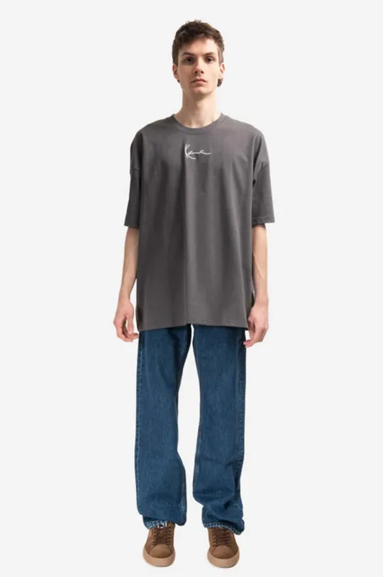 Хлопковая футболка Karl Kani Small Signature Heavy Jersey серый