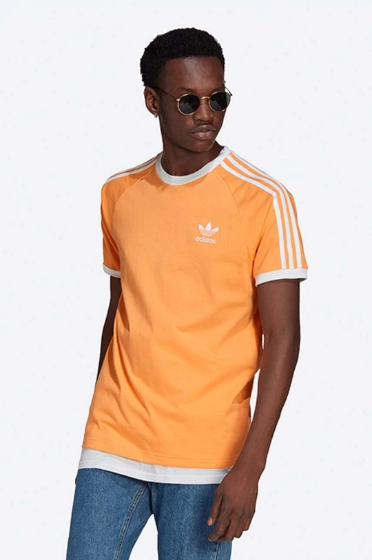 оранжевый Хлопковая футболка adidas Originals Classics 3-Stripes Tee Мужской