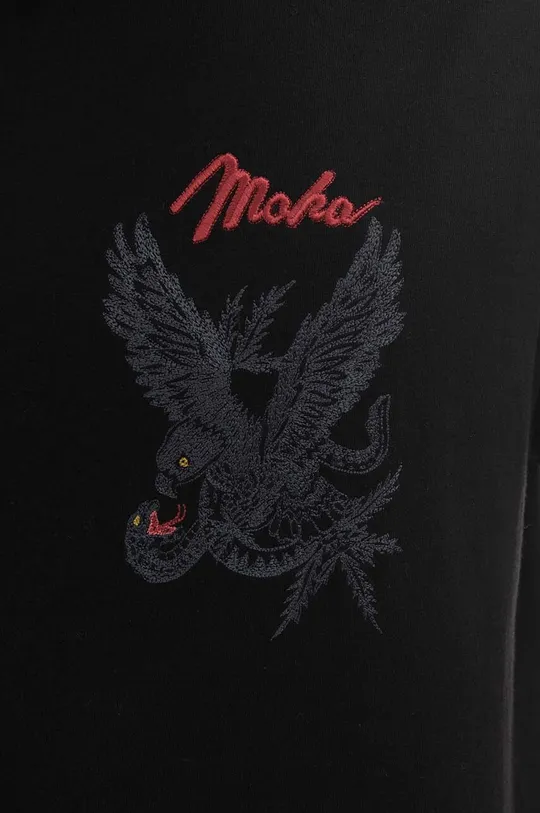 negru Maharishi tricou din bumbac Maha Eagle vs. Snake