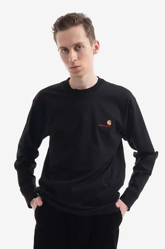 černá Bavlněné tričko s dlouhým rukávem Carhartt WIP Pánský