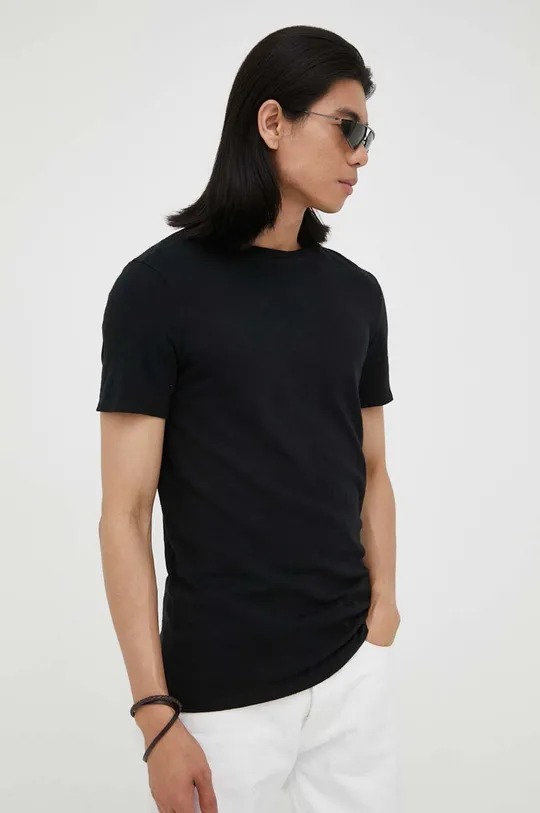 Bavlnené tričko American Vintage T-SHIRT MC COL ROND čierna