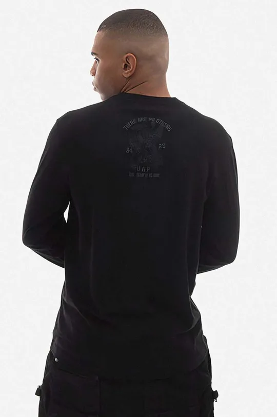 Памучна блуза с дълги ръкави Maharishi U.A.P. Embroidered Longsleeve T-shirt Organic Cotton Jerse 4094 BLACK 100% органичен памук