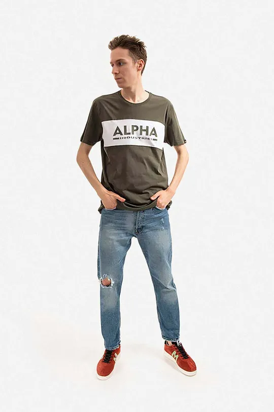 Хлопковая футболка Alpha Industries зелёный
