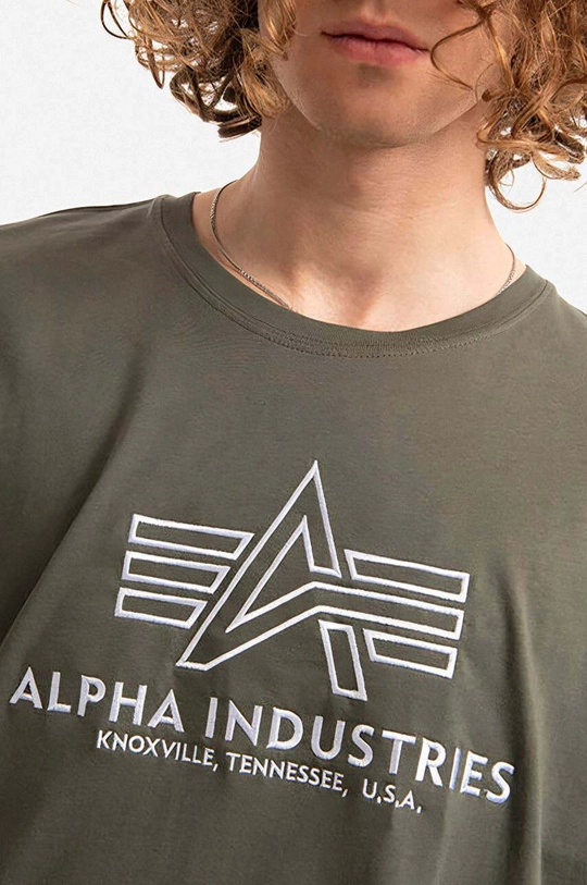 зелёный Хлопковая футболка Alpha Industries