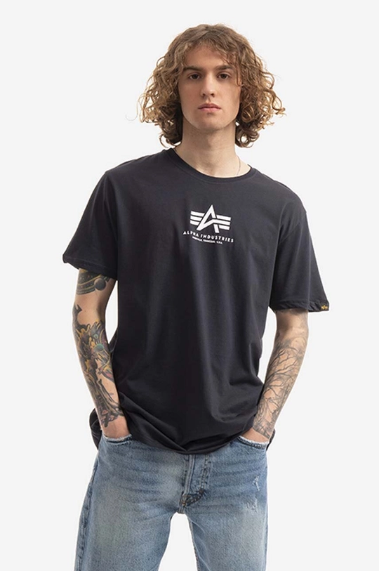 granatowy Alpha Industries t-shirt bawełniany Męski