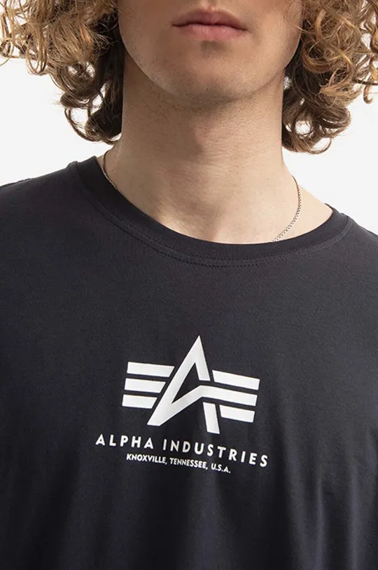 тёмно-синий Хлопковая футболка Alpha Industries