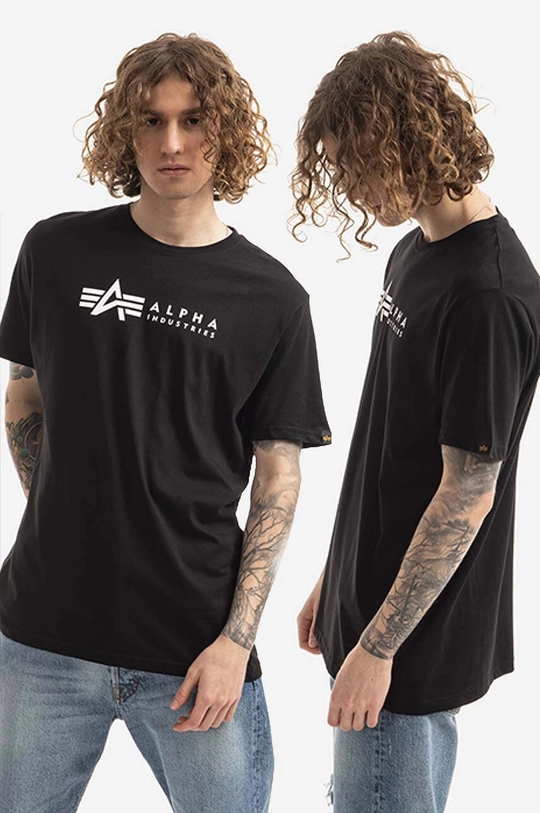 fekete Alpha Industries pamut póló 2 db Alpha Label T 2 Pack Férfi