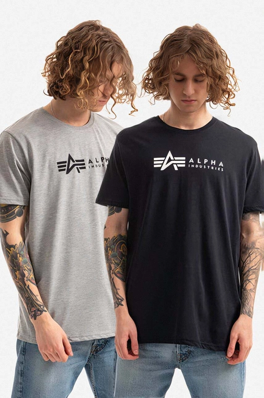 мультиколор Хлопковая футболка Alpha Industries Alpha Label T 2 Pack Мужской