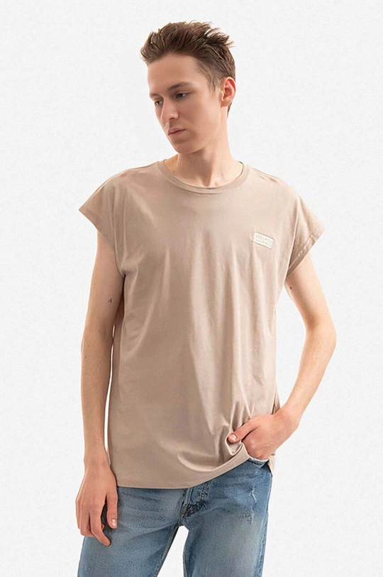 beżowy Alpha Industries t-shirt bawełniany Męski