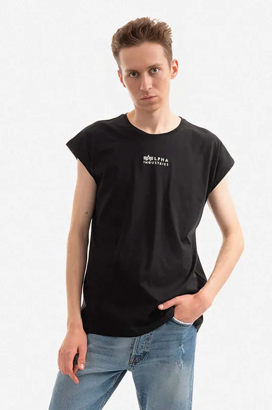 črna Bombažna kratka majica Alpha Industries Moški