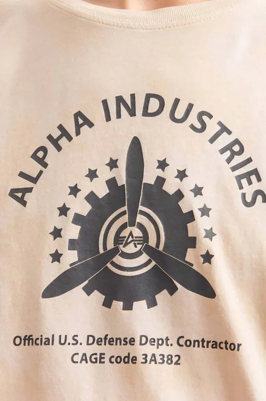 béžová Bavlněné tričko Alpha Industries