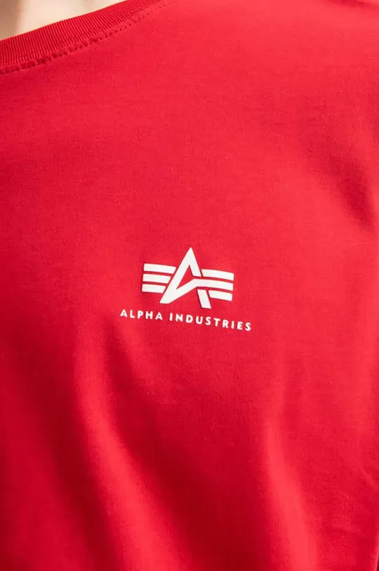 κόκκινο Βαμβακερό μπλουζάκι Alpha Industries Backprint