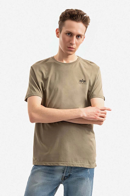 πράσινο Βαμβακερό μπλουζάκι Alpha Industries Backprint Ανδρικά