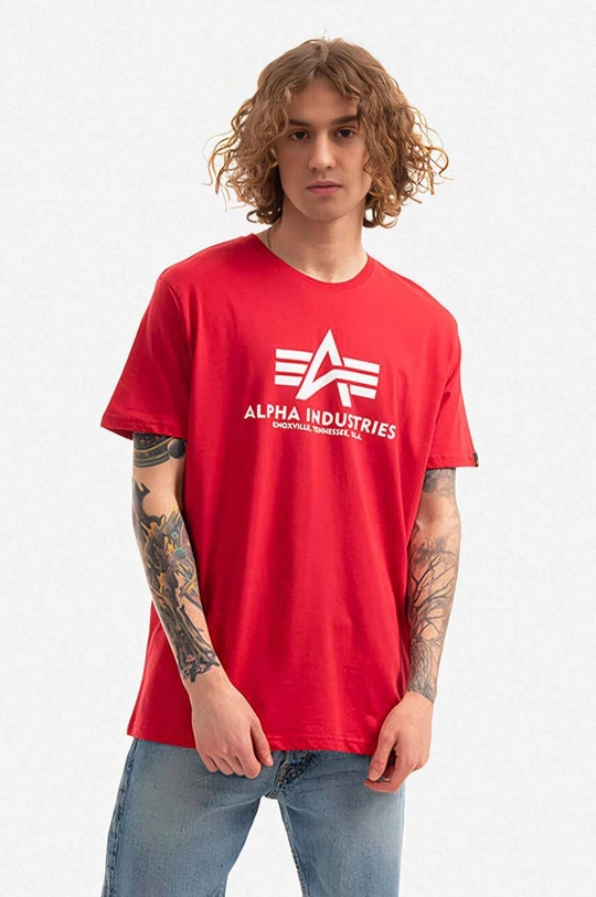 czerwony Alpha Industries t-shirt bawełniany Męski