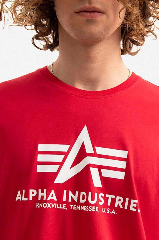 czerwony Alpha Industries t-shirt bawełniany