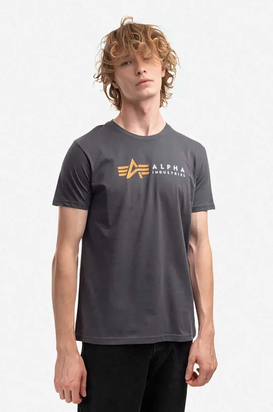 sivá Bavlnené tričko Alpha Industries Pánsky