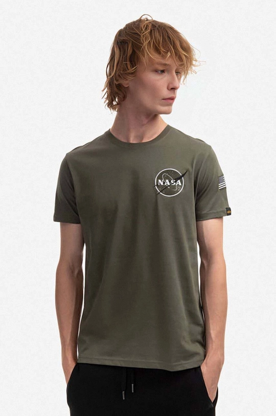 zielony Alpha Industries t-shirt bawełniany Męski