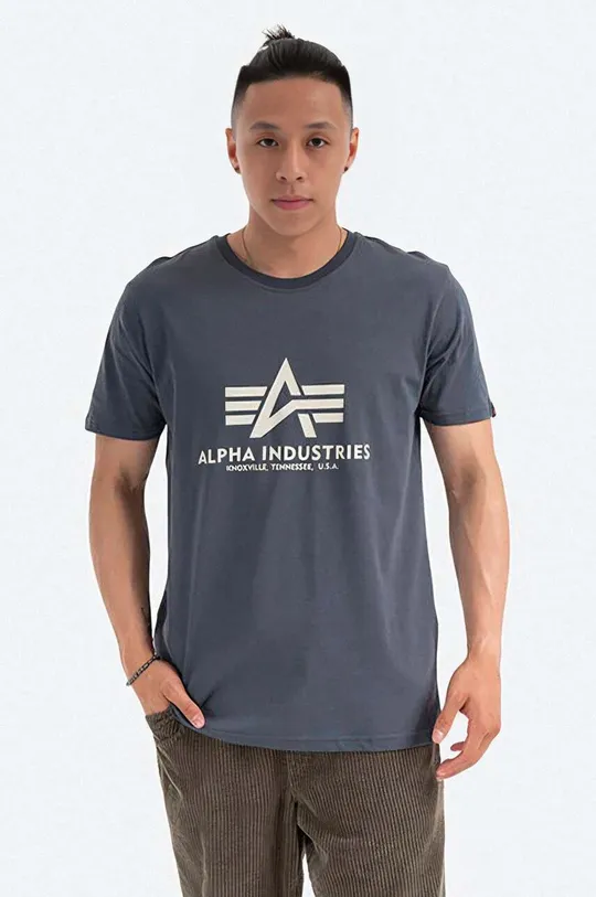 šedá Bavlněné tričko Alpha Industries Pánský