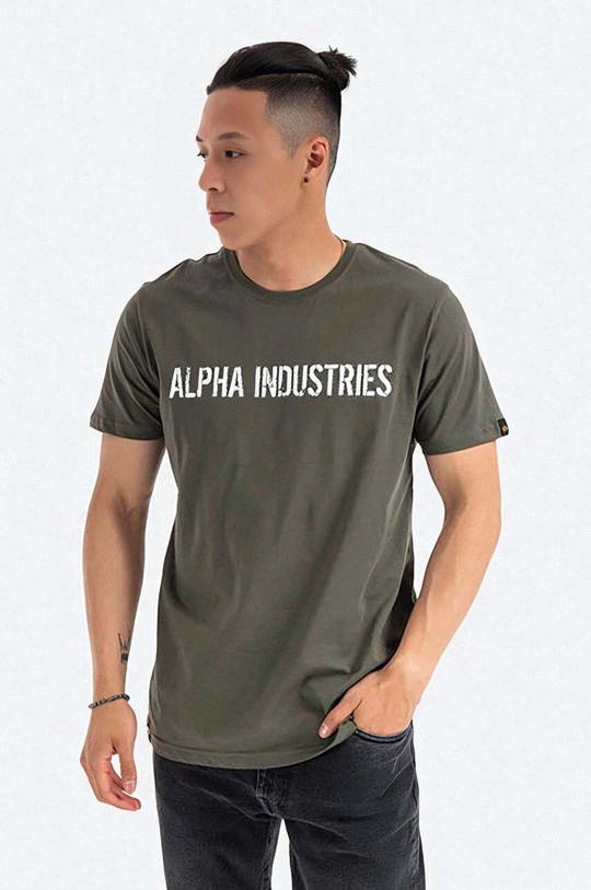 zielony Alpha Industries t-shirt bawełniany Męski