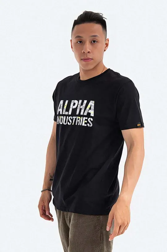 Βαμβακερό μπλουζάκι Alpha Industries Camo Ανδρικά