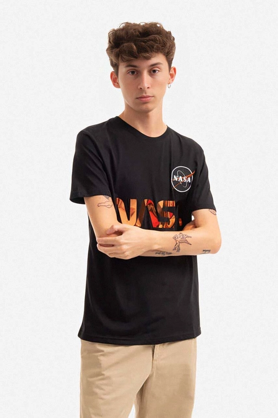 czarny Alpha Industries t-shirt bawełniany Męski