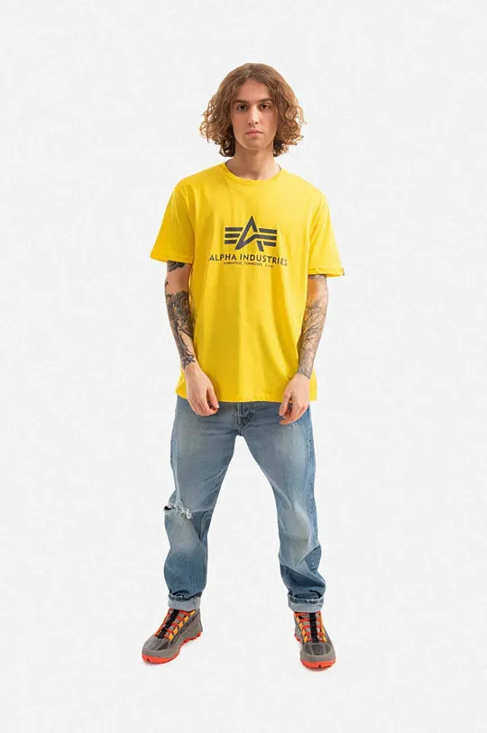 Βαμβακερό μπλουζάκι Alpha Industries κίτρινο