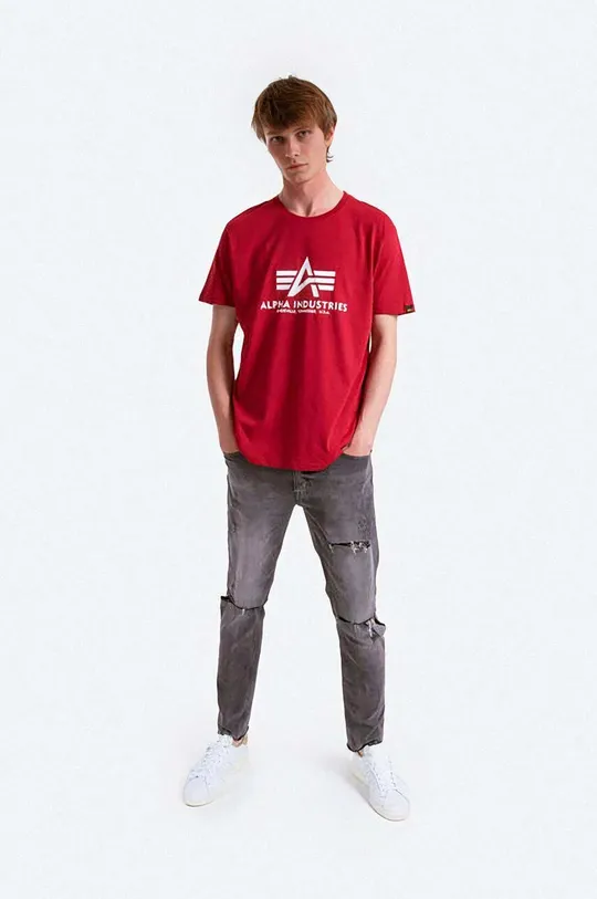 Βαμβακερό μπλουζάκι Alpha Industries κόκκινο