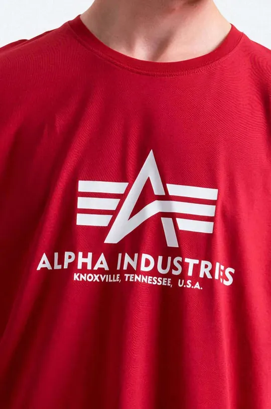 κόκκινο Βαμβακερό μπλουζάκι Alpha Industries