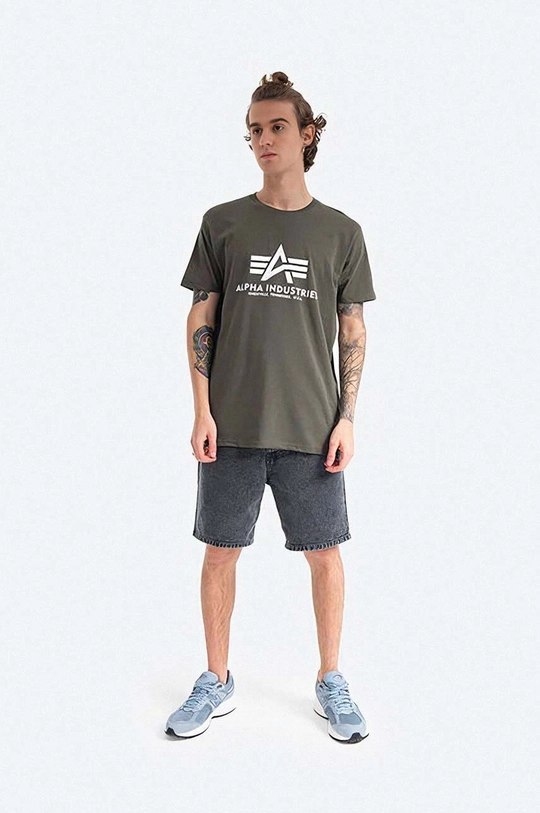 Alpha Industries pamut póló Basic T-Shirt zöld