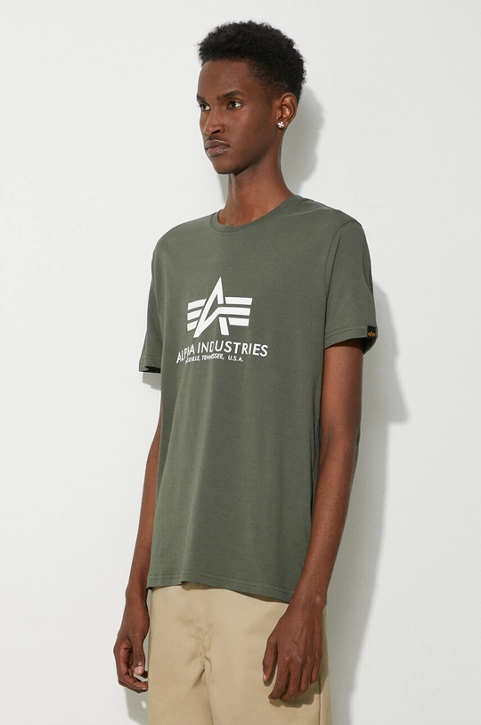 Bavlněné tričko Alpha Industries Basic T-Shirt zelená 100501.142