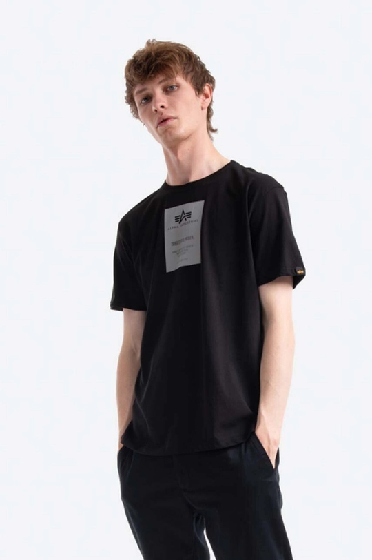 czarny Alpha Industries t-shirt bawełniany Męski