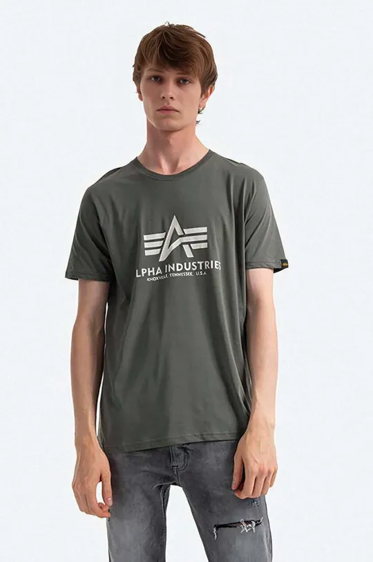 zelená Bavlnené tričko Alpha Industries Basic Basic T-Shirt Pánsky
