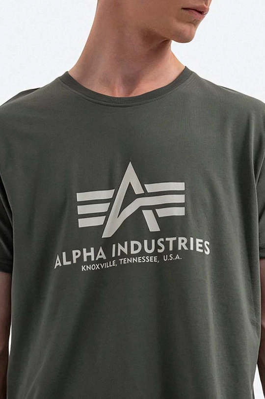 zöld Alpha Industries pamut póló Basic T-Shirt