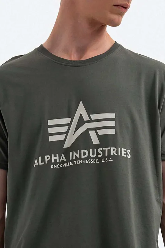 зелёный Хлопковая футболка Alpha Industries Basic T-Shirt