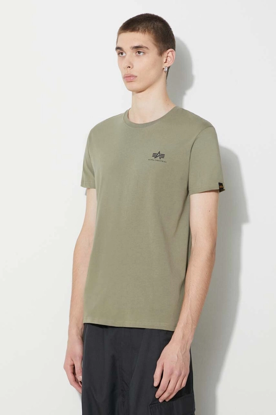 зелёный Хлопковая футболка Alpha Industries Basic T Small Logo